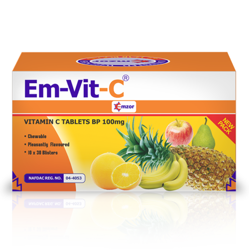 Em-Vit-C 100Mg Chewable Tabs Blisters 10*30 